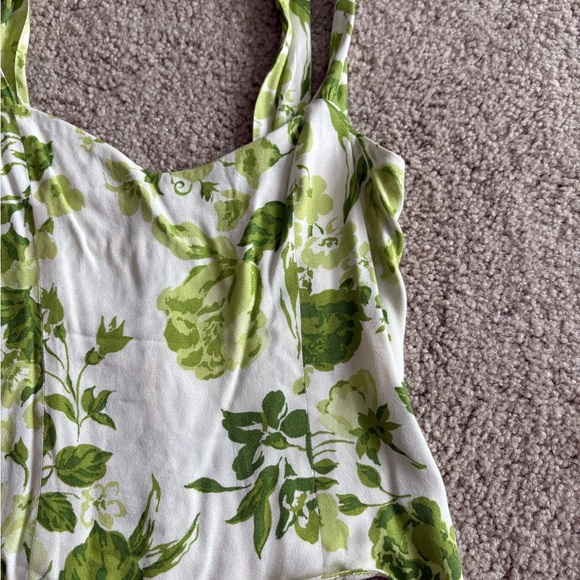 Reformation Hester Green Floral Top cami summer viscose rayon boho blouse size 0 - Picture 6 of 13